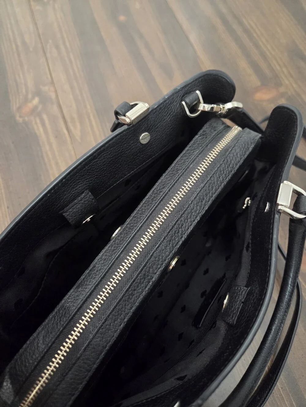 Black Leather Kate Spade Leila Satchel Purse
